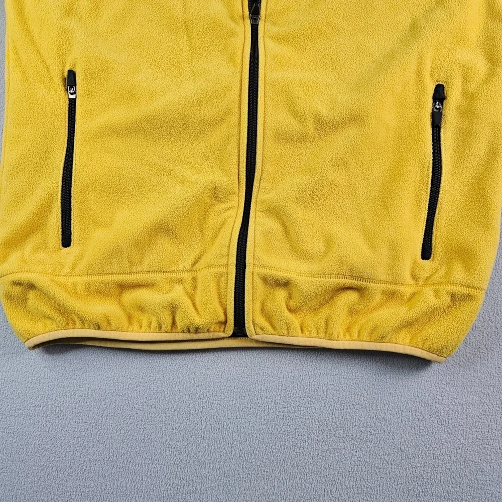 Lands' End Fleece Jacket Mens L Yellow Full Zip Mock Neck Outdoor‎ Casual